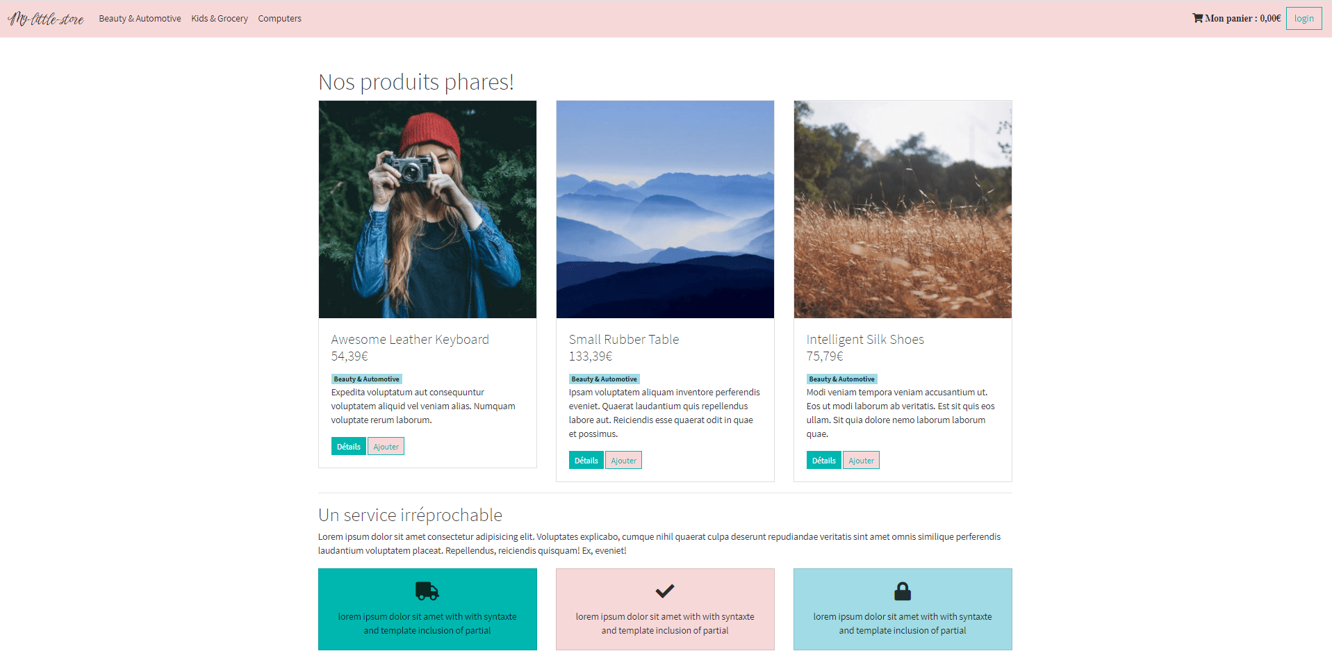 boutique en ligne fictive My Little Store
