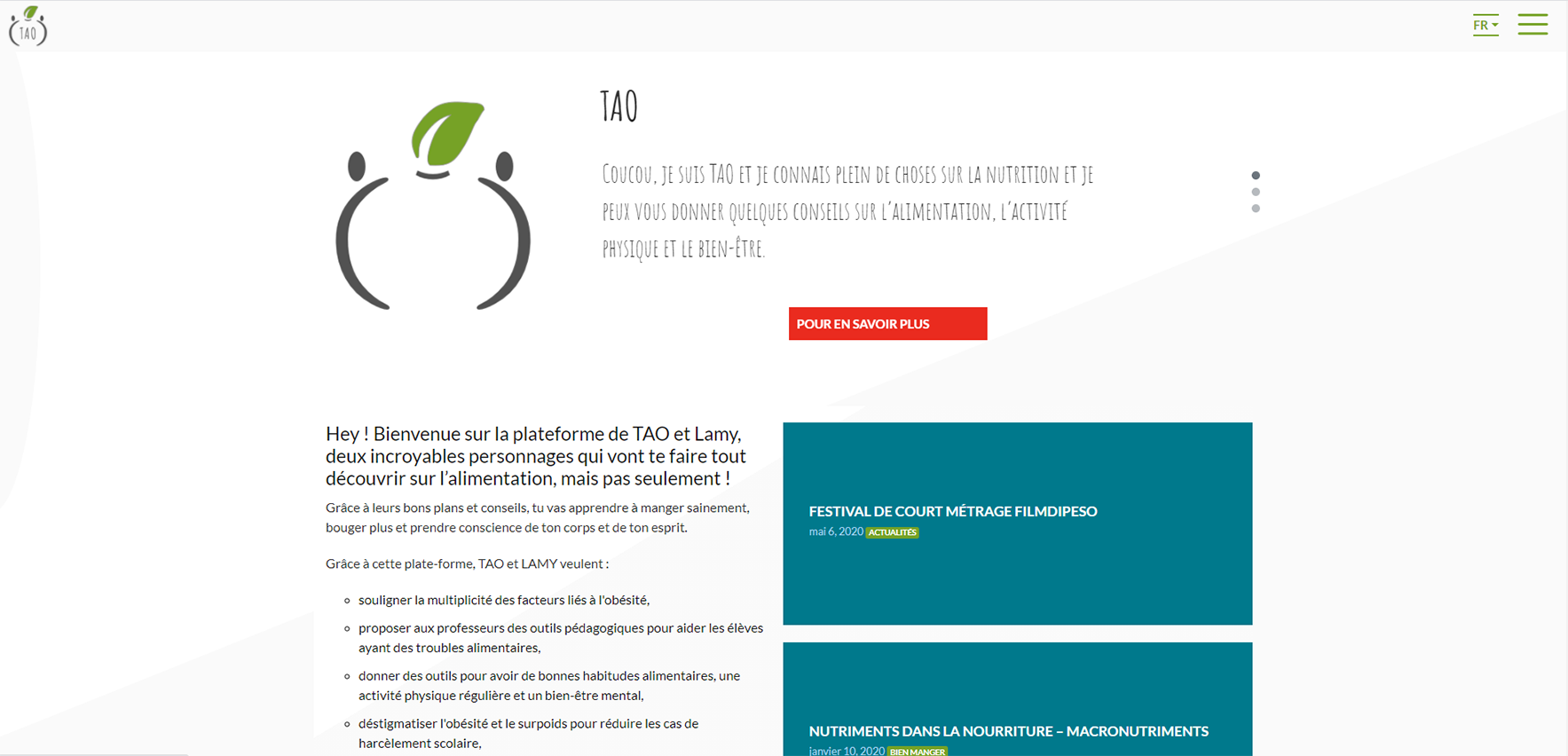 header page d 'accueil site web meet-tao.eu