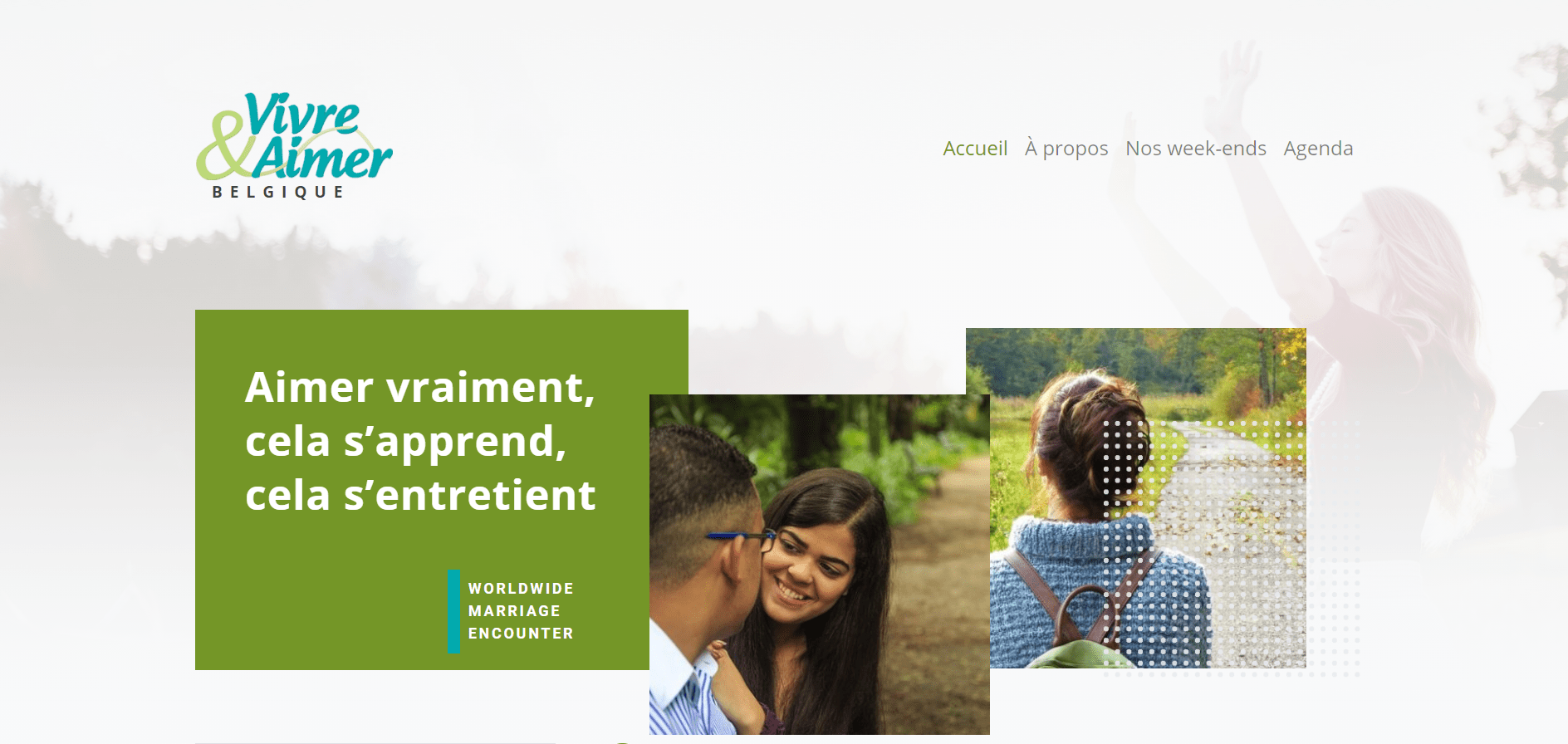 header page d 'accueil site web vivre-et-aimer belgique